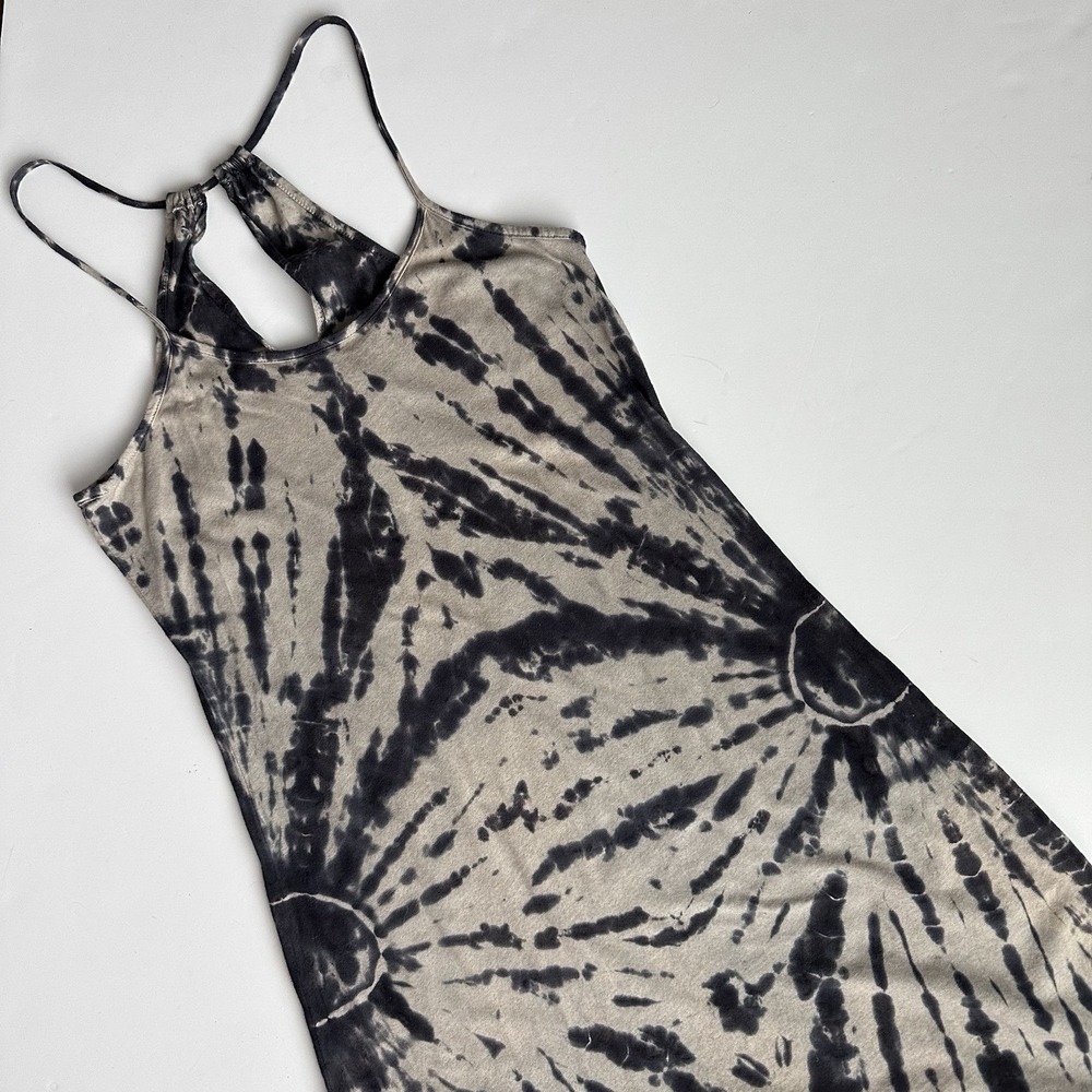 Delia's Tie Dye Maxi‎ Sundress Women's Size S Gray Tie Dye High Low Key Hole NWT
